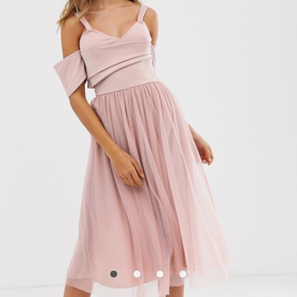 ASOS scuba top cold shoulder tulle dress Small